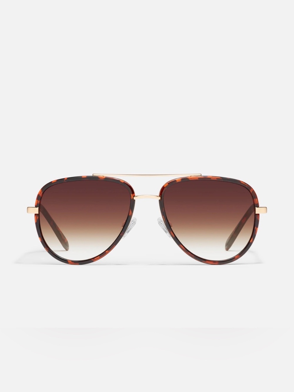 QUAY ALL IN Aviator Sunglasses Tortoise Brown Fade Gradient + Case - Picture 2 of 5